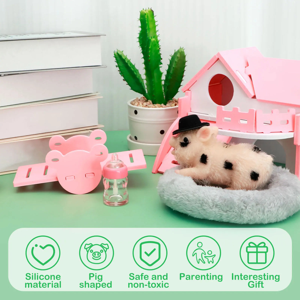 Silicone Pig Doll Toy Set – Realistic Lifelike Piglet Figure