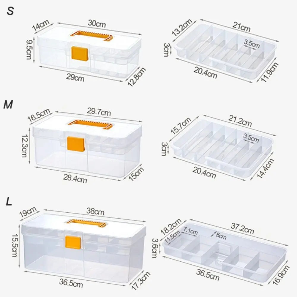 Transparent Plastic Tool Organizer Box with Adjustable Dividers