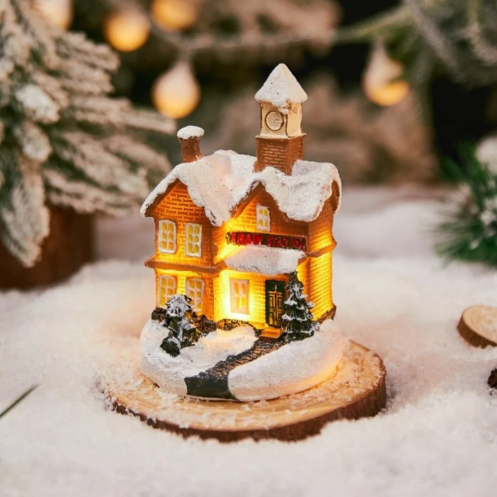 LED Christmas Village Miniature Light House Resin Ornament