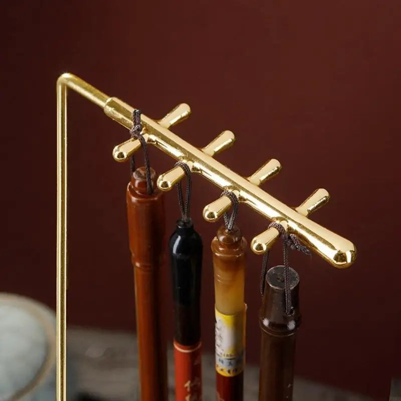 Wooden & Metal Paint Brush Holder Stand – 4-Row Drying Rack
