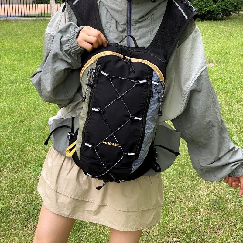 Nixie Color-Block Plaid Hiking Backpack – Unisex Travel Bag