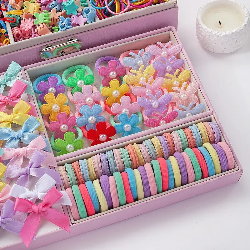 832-Piece Girls Hair Accessories Set – Clips, Bands & Ties