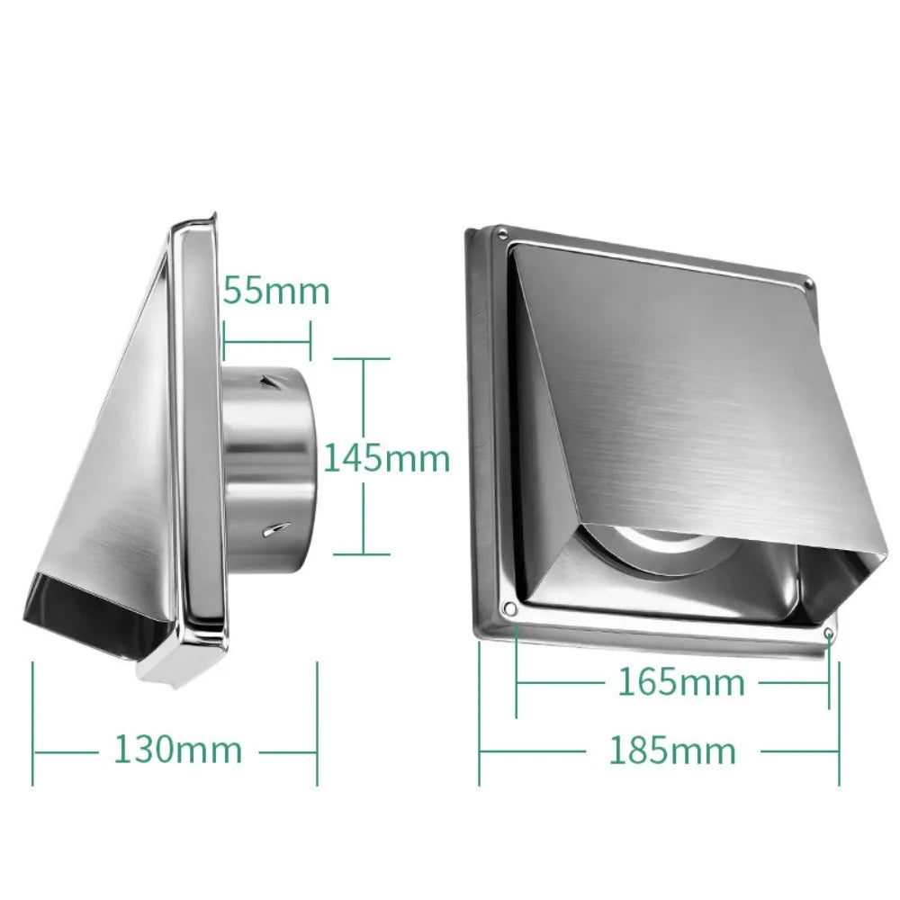 Square Stainless Steel Air Vent 4" 5" 6" – Ducting Outlet Cover