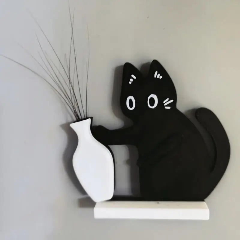 3D Printed Kitten Vase Refrigerator Magnet & Desktop Decor