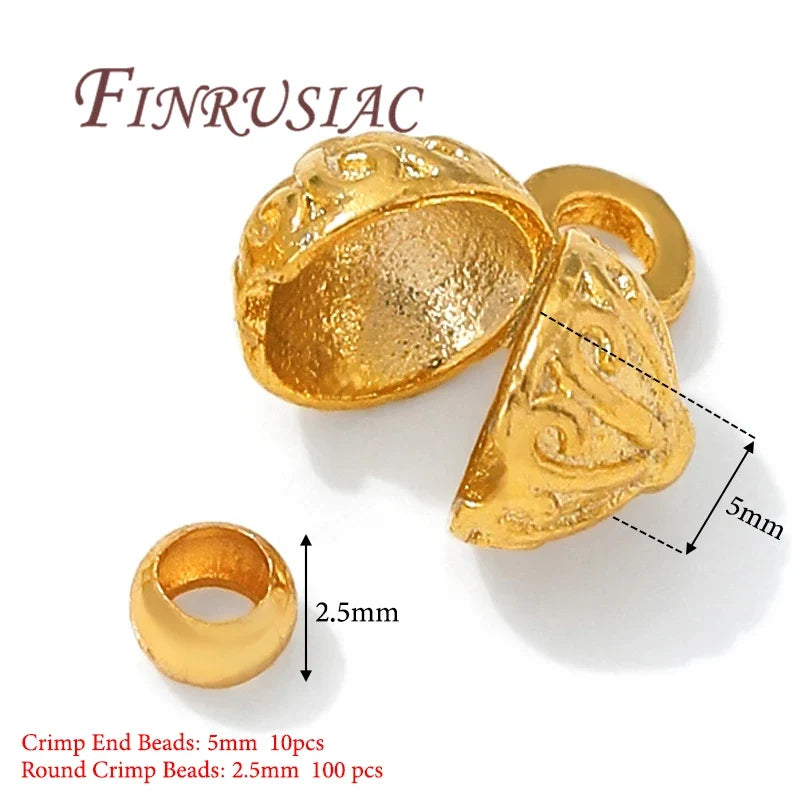 110Pcs 18K Gold Plated Crimp Beads & Covers – DIY Jewelry