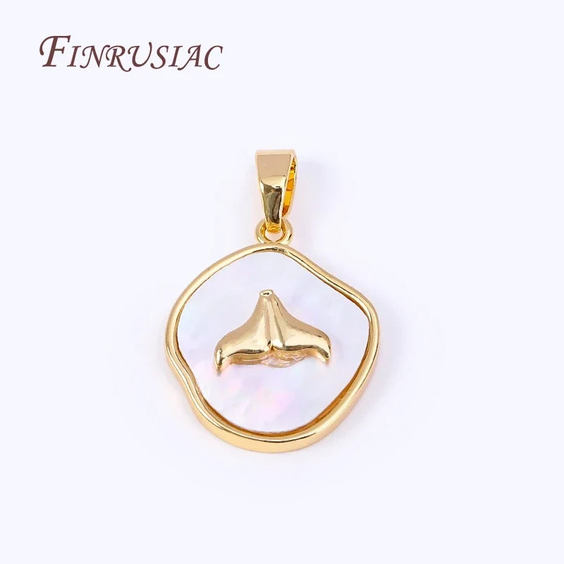Natural Shell Fishtail Gold-Plated Pendant Charm – DIY Jewelry