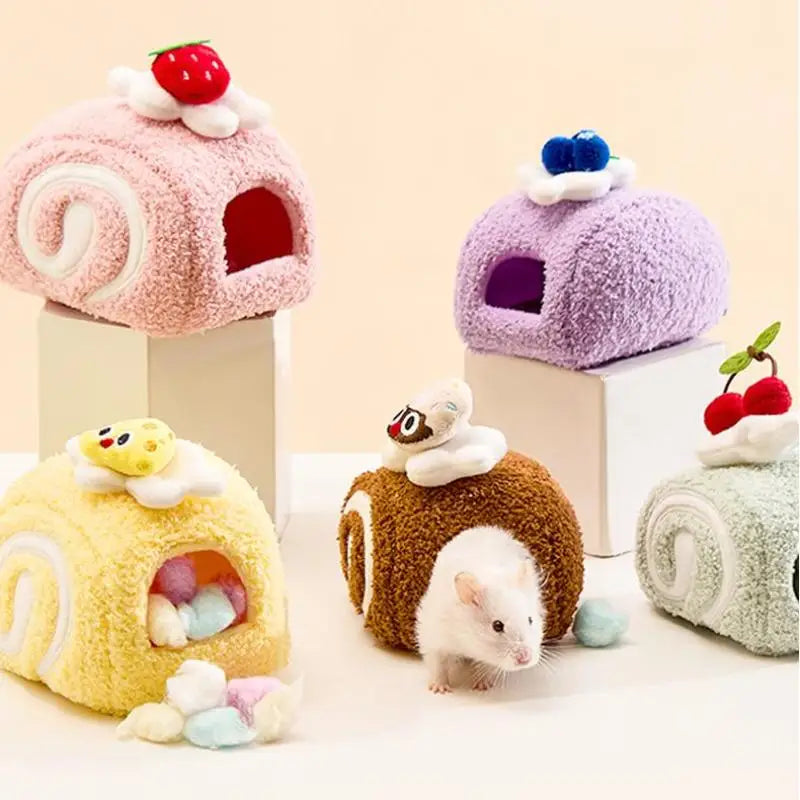 Cute Cake Plush Hamster House – Small Pet Nest & Hideout