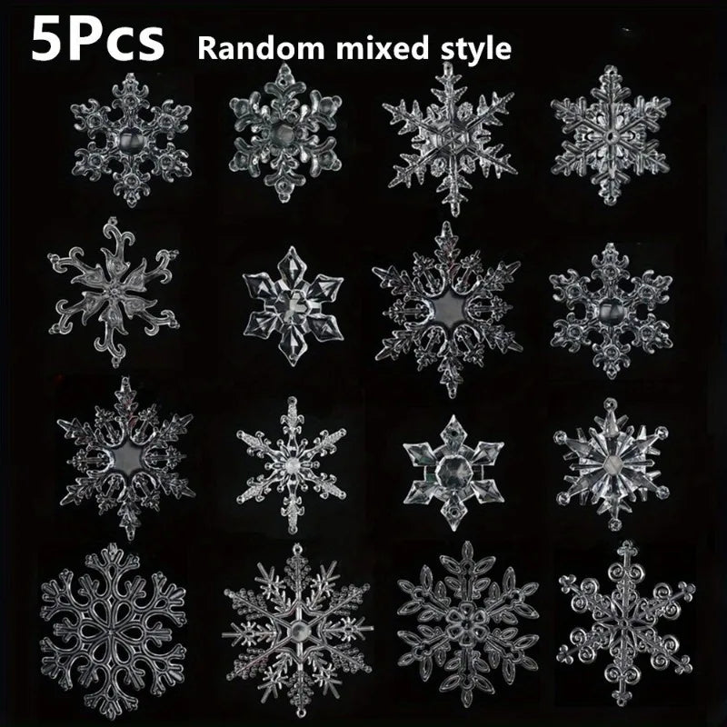 5PCS Transparent Plastic Christmas Snowflake Ornaments | Indoor & Outdoor