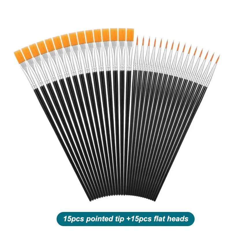 Nylon Paint Brush Set 30–110 Pcs | Round & Flat Art Brushes
