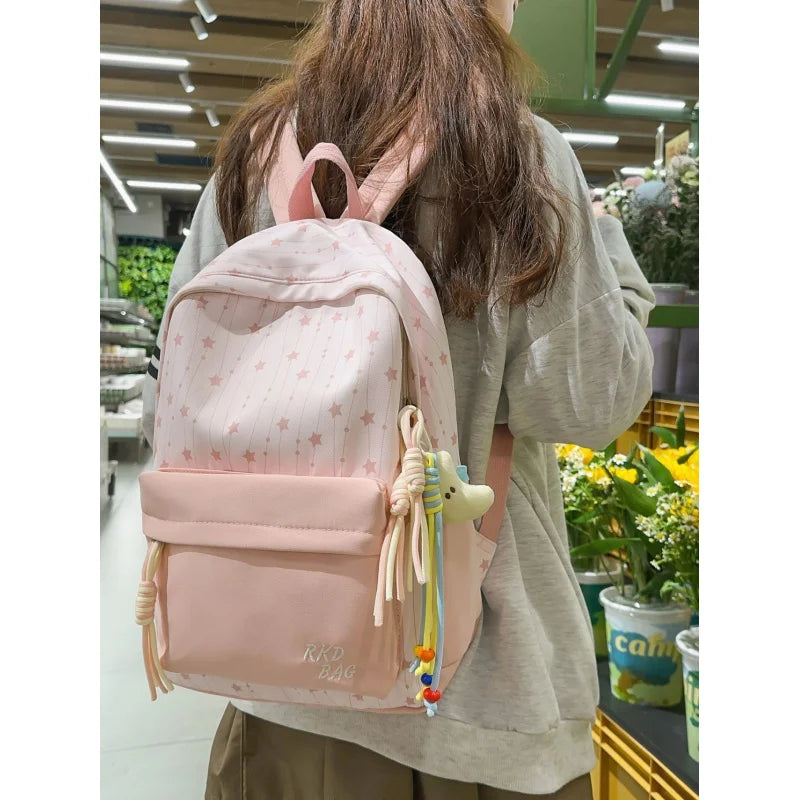 Korean Star Print Lightweight Waterproof Backpack | 20–35L