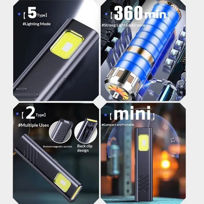USB Rechargeable LED Flashlight – Dual Mode Pocket Torch
