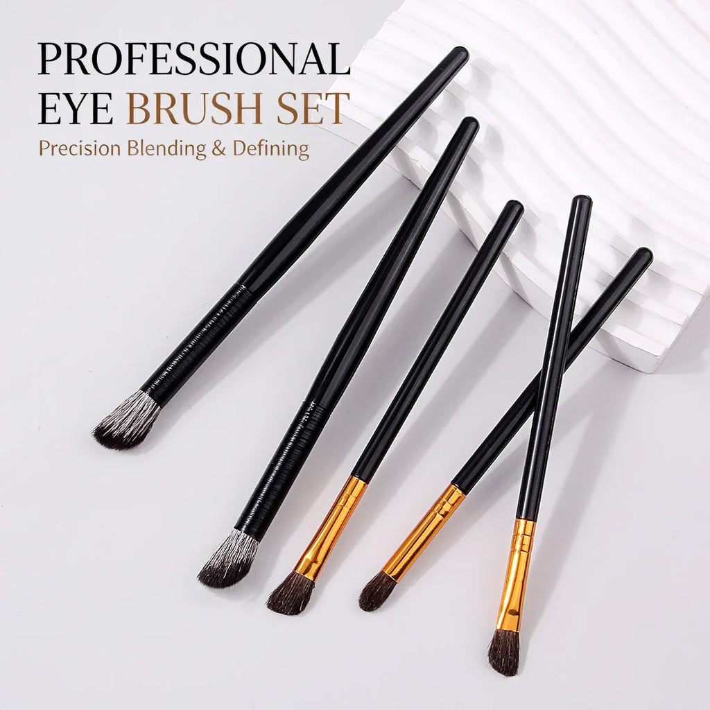5-Piece Professional Eyeshadow Brush Set – Black Gold Handle