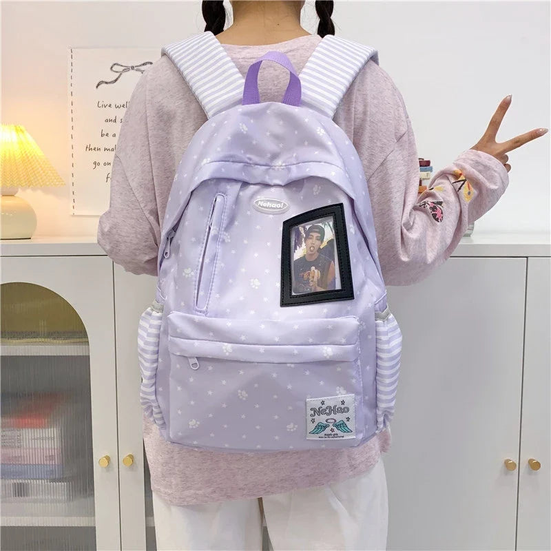 Star Polka Dot Ita Backpack – Large Capacity School Bookbag