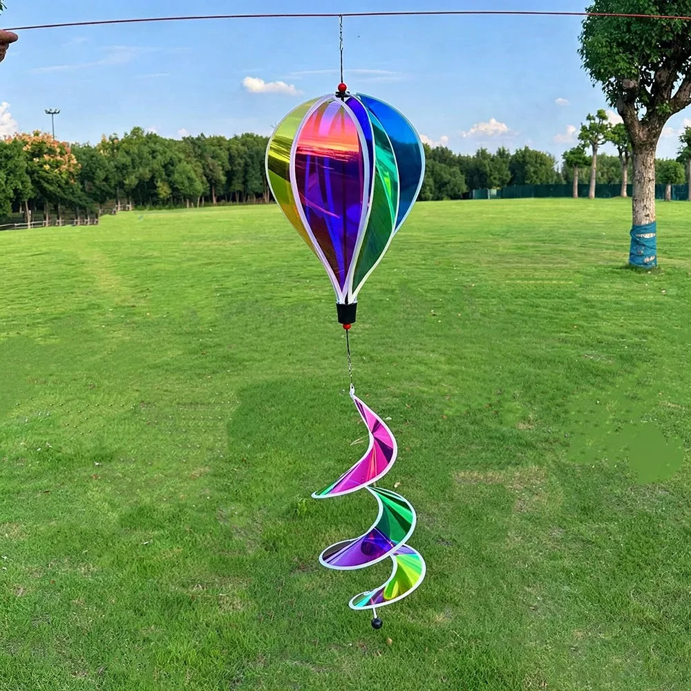 Rainbow Hot Air Balloon Wind Spinner – Colorful Garden Decor