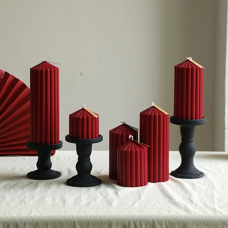 Vintage Wine Red Cylindrical Scented Pillar Candle | Nixie