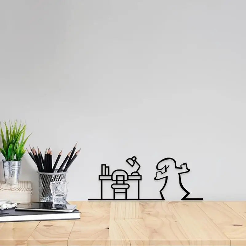 Line Figure Modern Metal Wall Art Poster – Easy Hang Decor