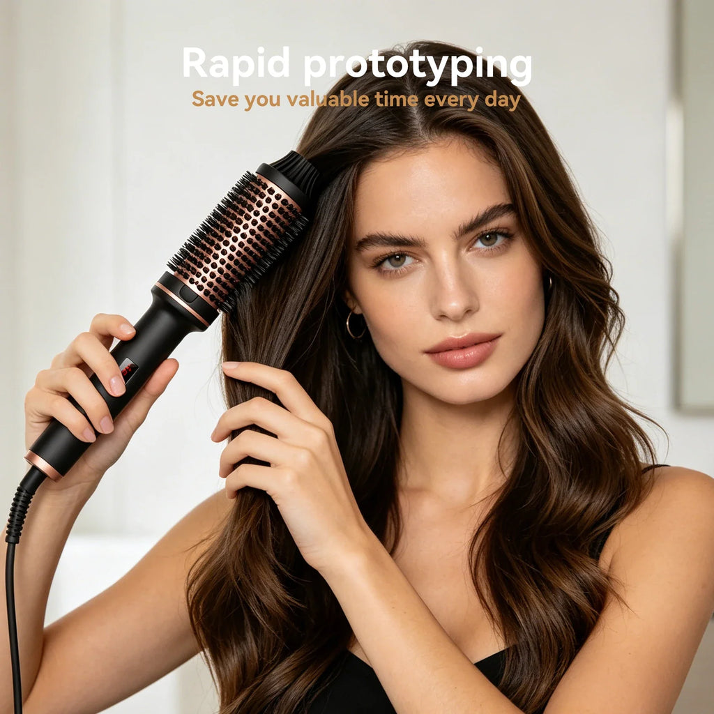 WELLTOP Ionic Ceramic PTC Hot Straightener Brush LCD Display