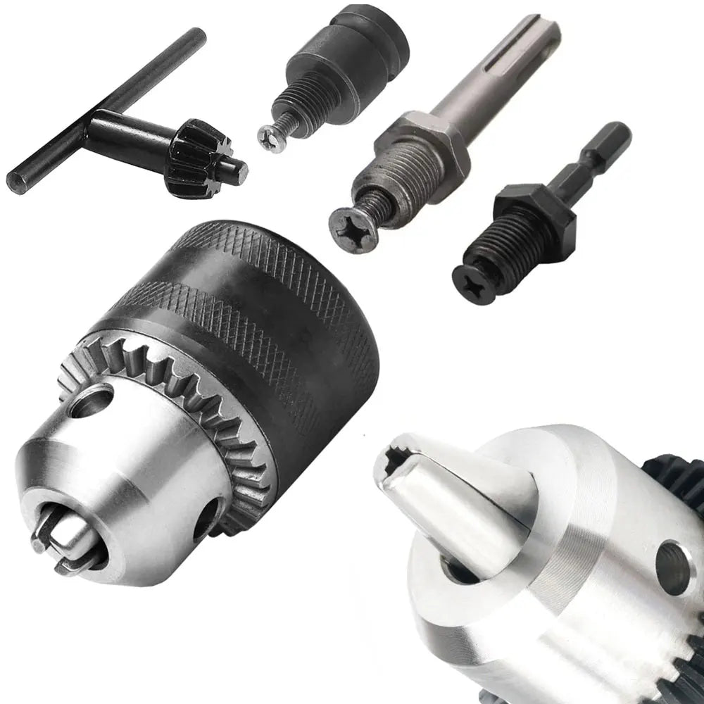 Keyless Drill Chuck Adapter 5-Pc Kit | 1/4 Hex & SDS Plus