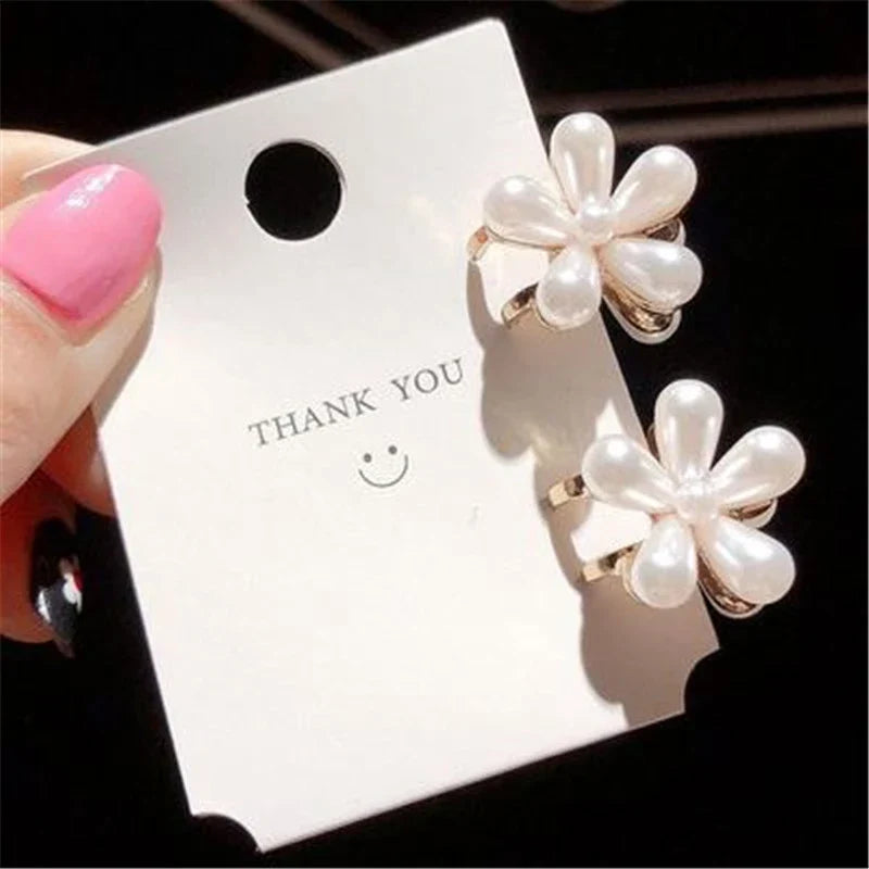 Pearl Camellia Hair Clip Set – Korean Floral Barrettes for Women