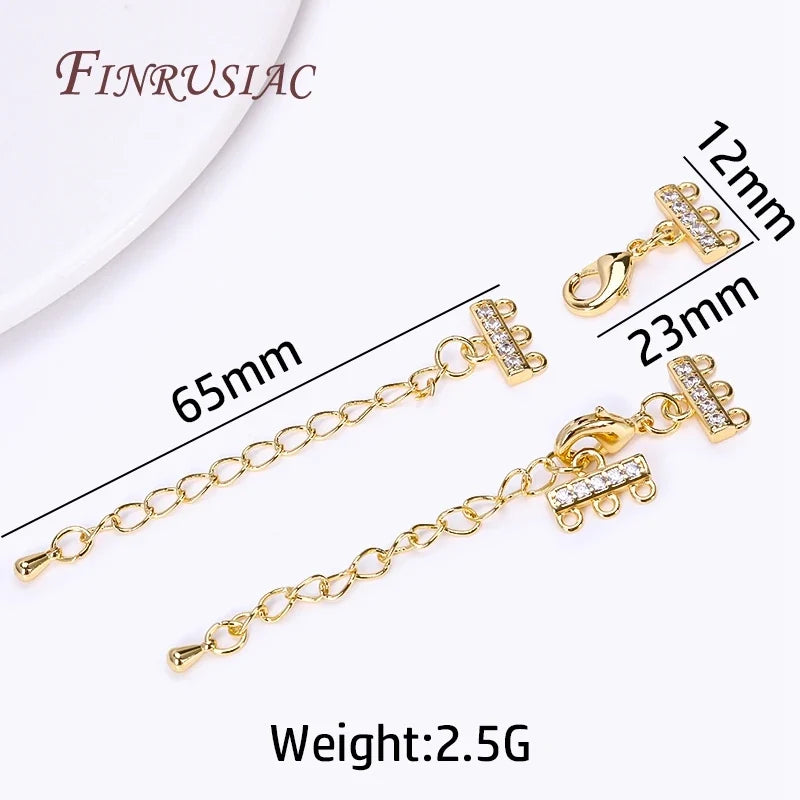 18K Gold Plated Zircon Lobster Clasp & Extension Chain Connector