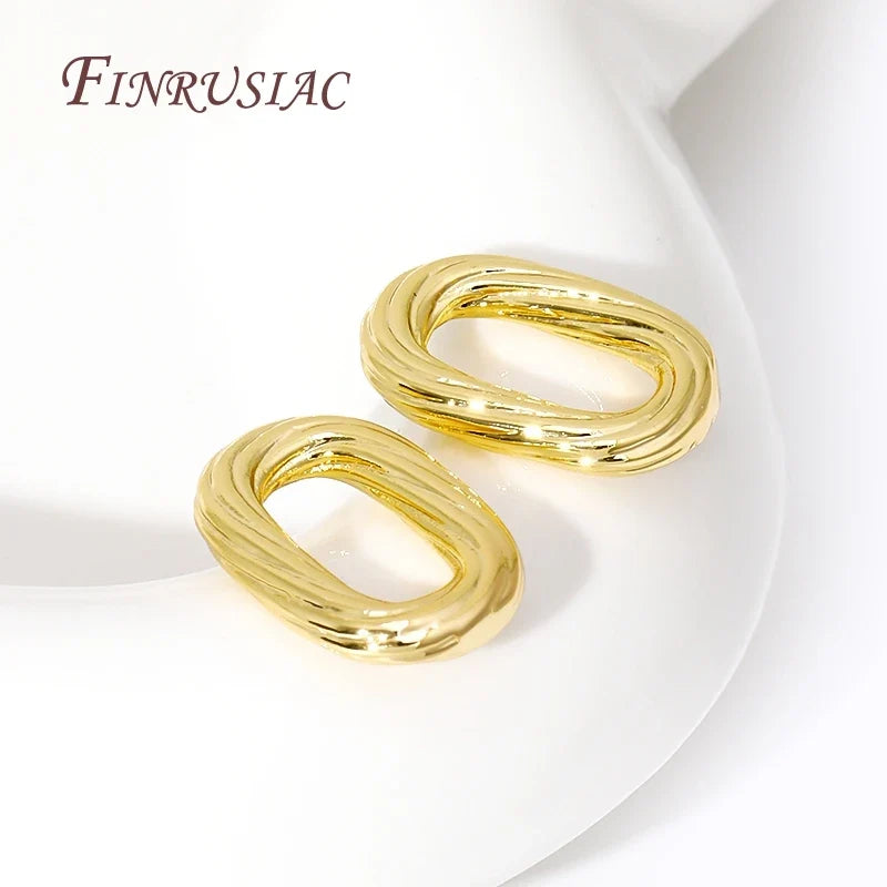 18K Gold Plated Brass Oval Twist Ring Connectors | DIY Jewelry