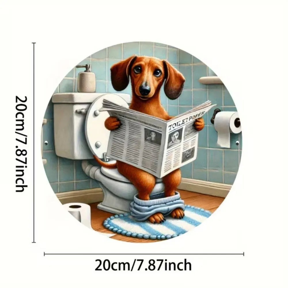 Wooden Hanging Bathroom Sign Round Farmhouse Wall Décor