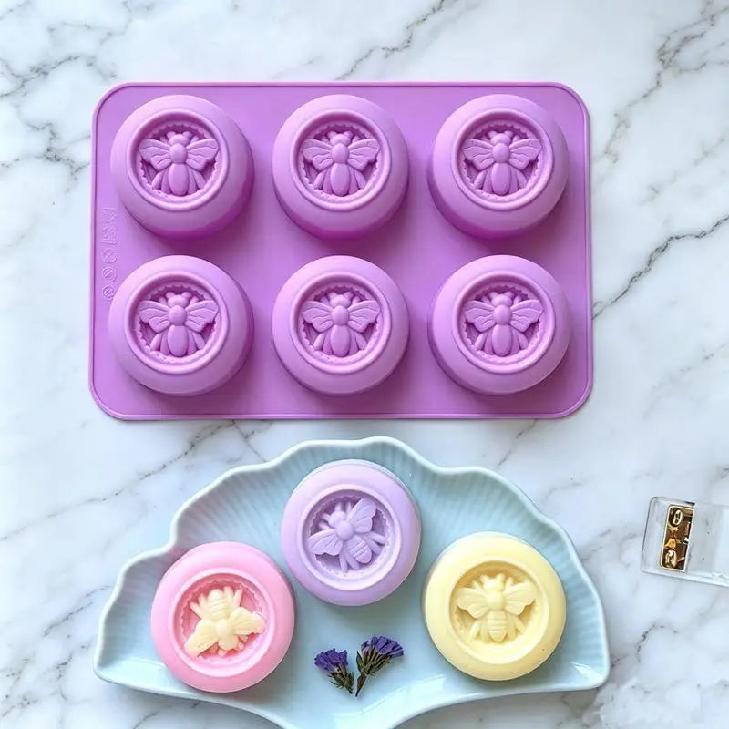 Bee 6-Cavity Silicone Soap & Candle Mold – Easy Release DIY