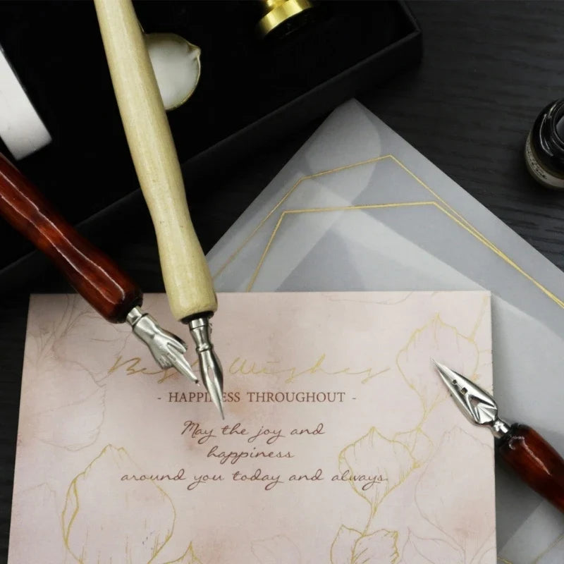 Tapered Wooden Dip Pen Handle Set for Calligraphy & Lettering