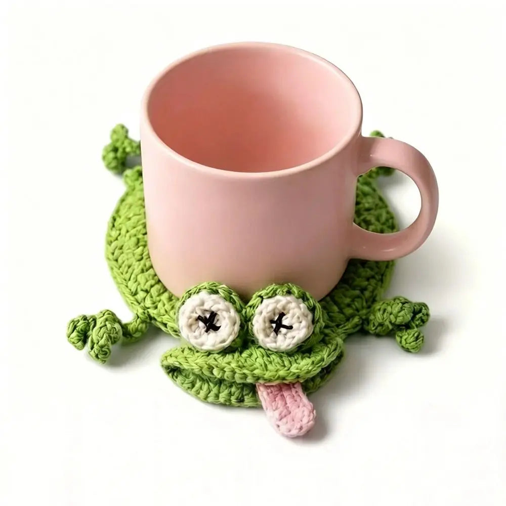 Handmade Crochet Animal Coaster – Cute Knitted Cup Mat
