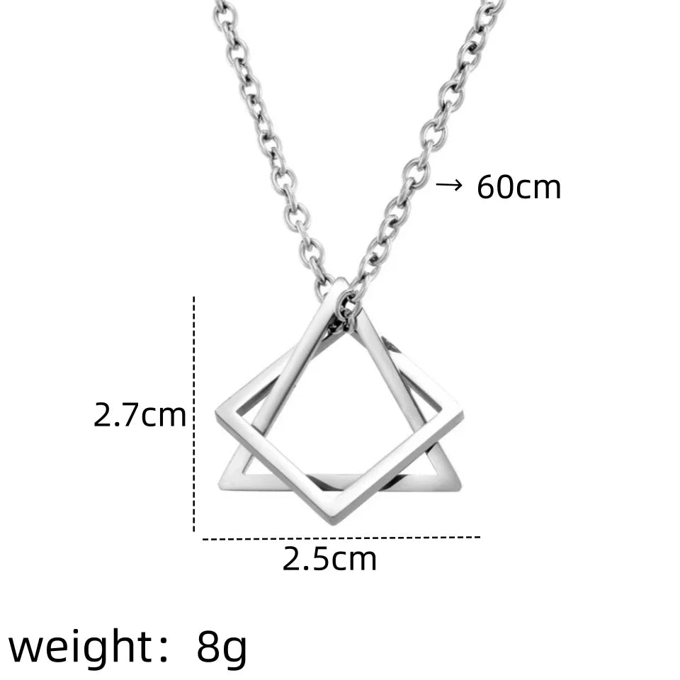 Men's Hip Hop Geometric Triangle & Square Pendant Necklace