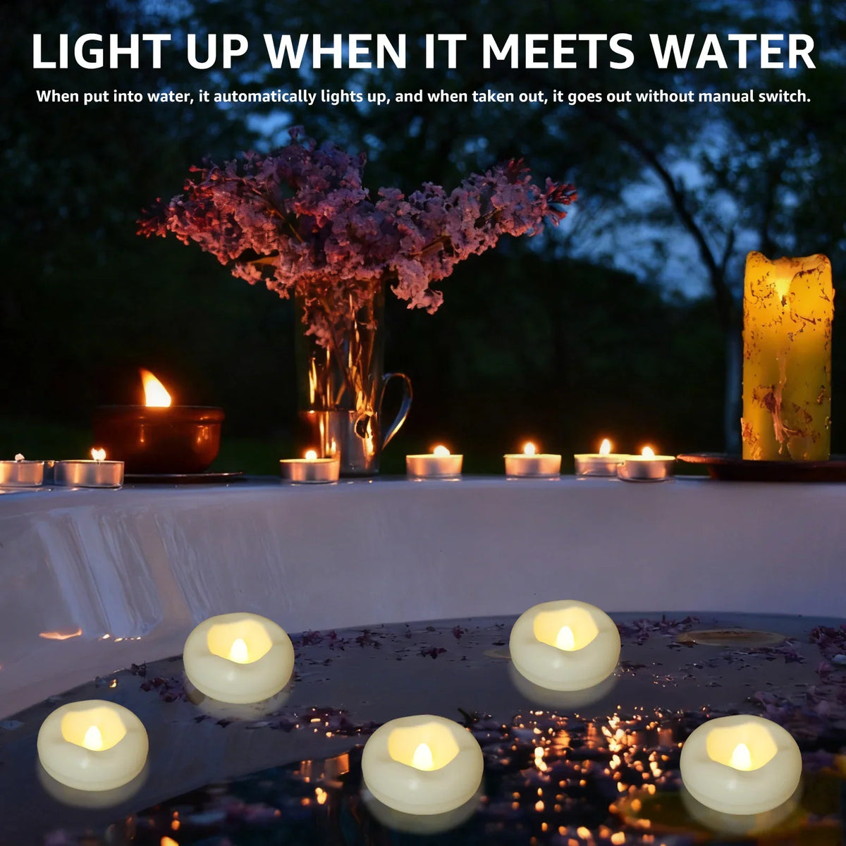 Waterproof Flameless Floating LED Tealight Candles 12/24 Pack