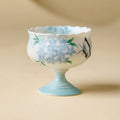 Hand-Drawn Blue Embroidered Butterfly Ceramic Teacup 80ml