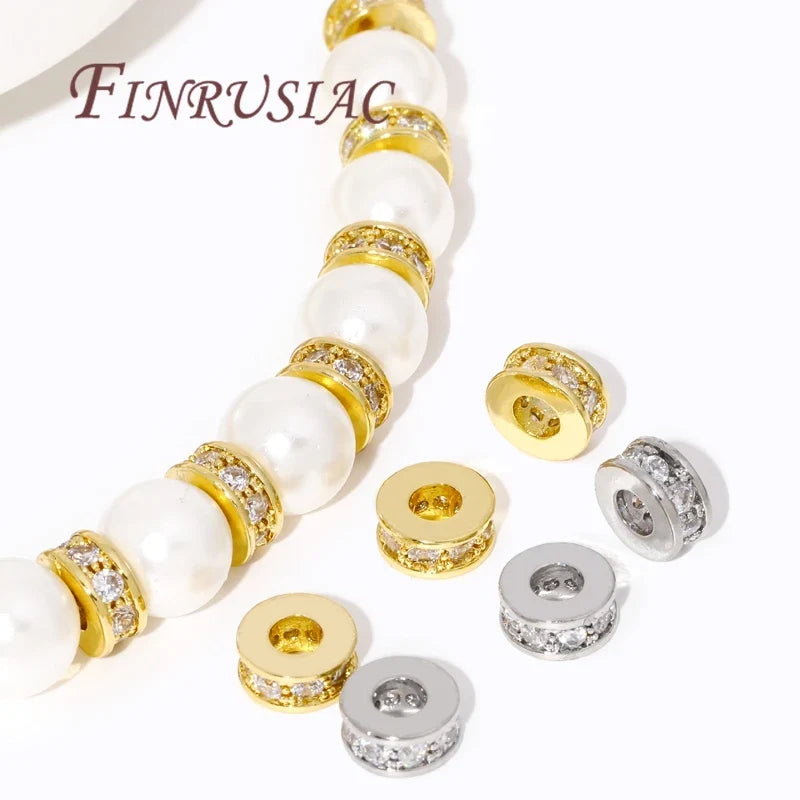 18K Gold Plated Zircon Round Spacer Beads | DIY Jewelry Making