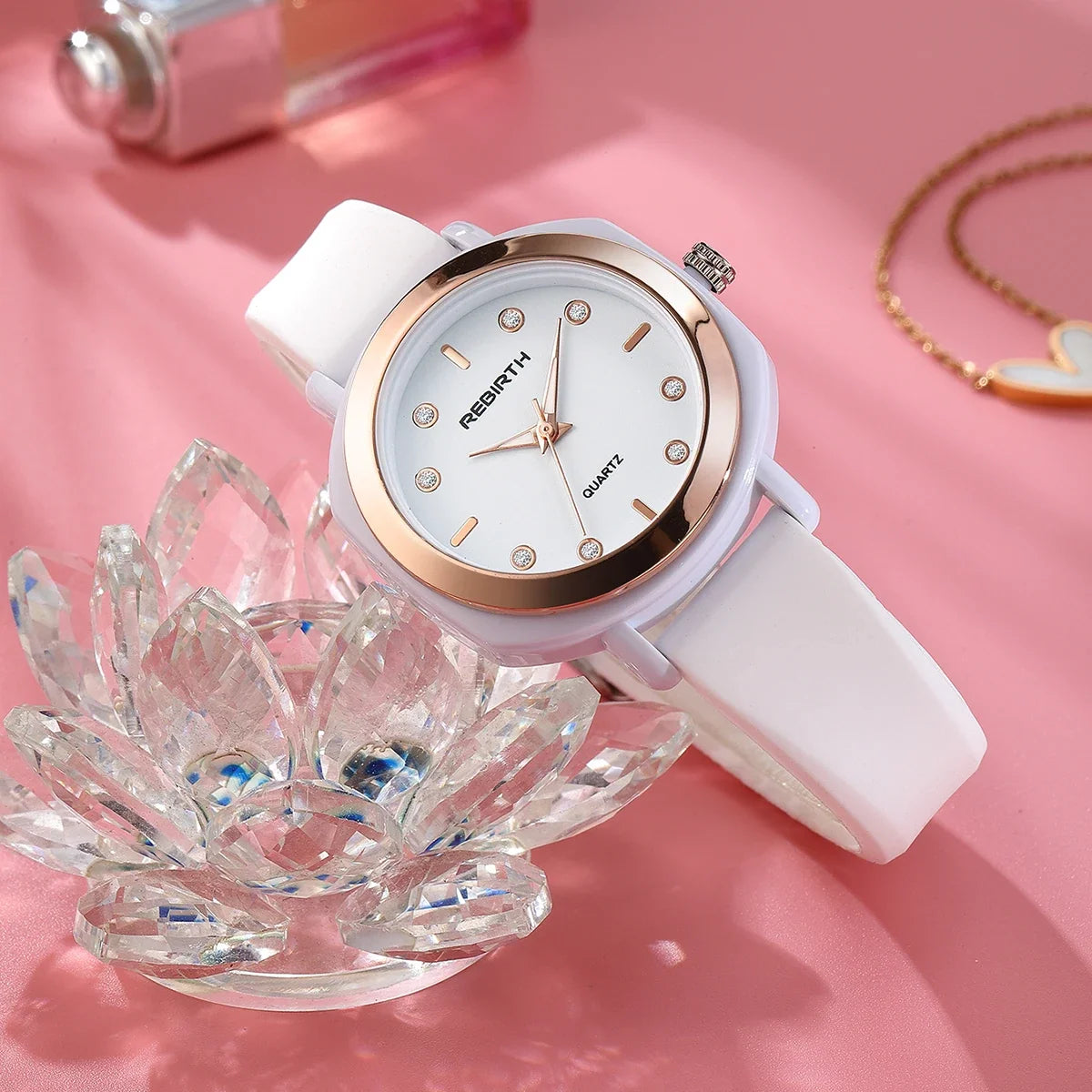 REBIRTH Women's Casual Quartz Watch – Silicone Strap, Minimalist