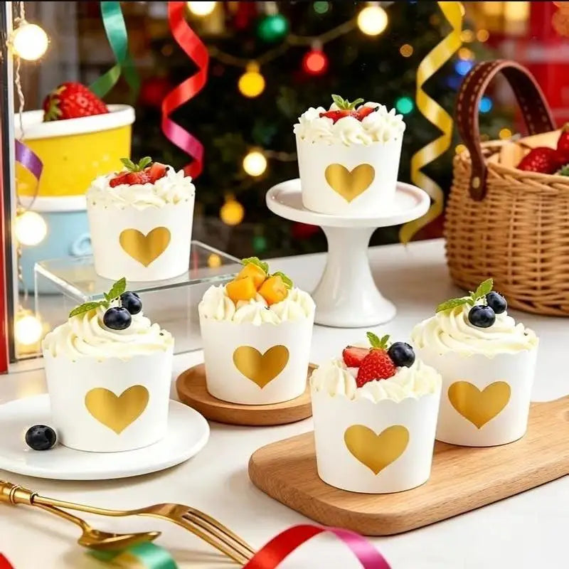 50 Pcs Gold Foil Cupcake Liners – Non-Stick Greaseproof Muffin Cups