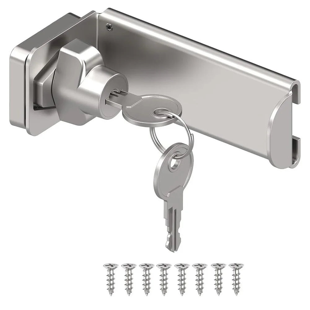 Barn Door Hasp Latch Lock | Keyed, Rust-Resistant, 90° Inward