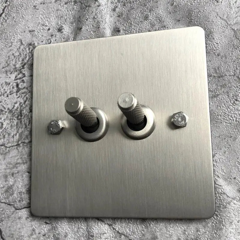 Industrial Knurled Toggle Wall Switch 1-4 Gang Stainless Steel Retro