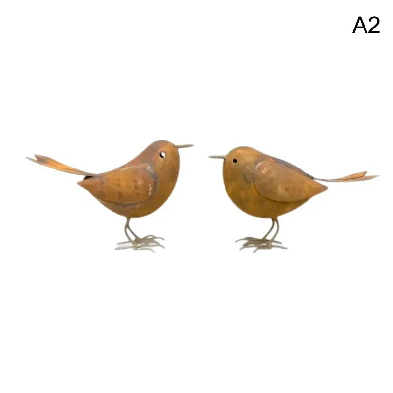 Rustic Metal Bird Statue – Iron Art Outdoor Garden Sculpture