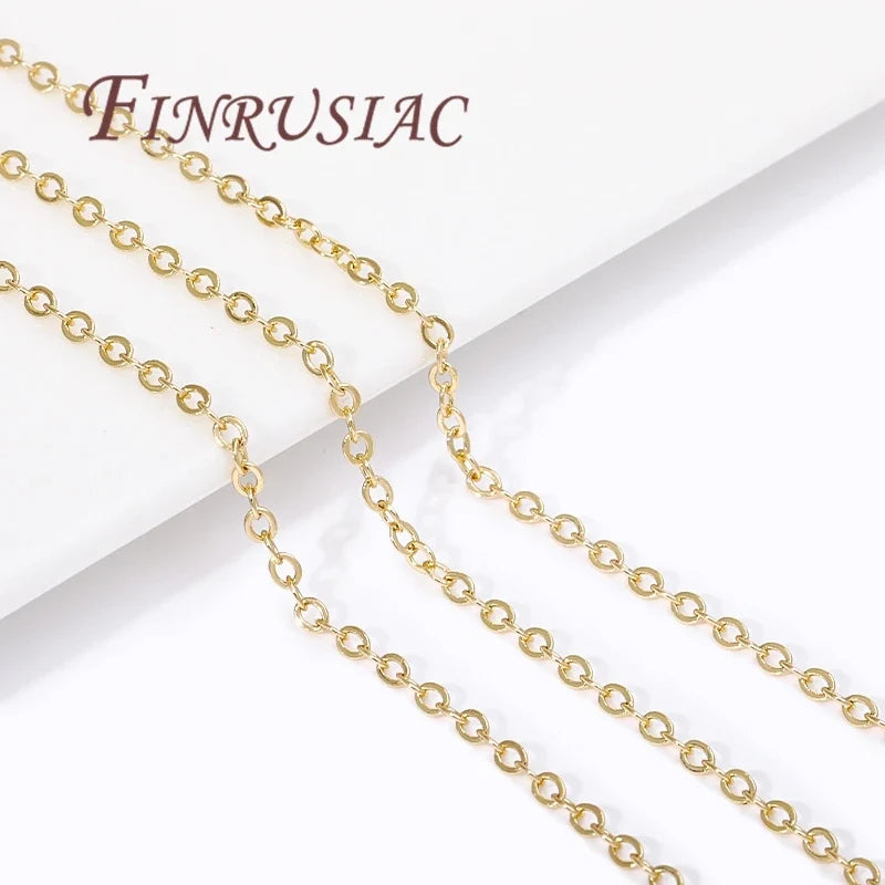 18K Gold Plated O Shape Chain 1.2mm–2mm | DIY Necklace Bulk