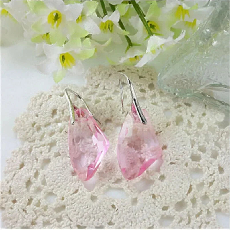 Women's Silver Crystal Teardrop Hook Drop Earrings | Gift