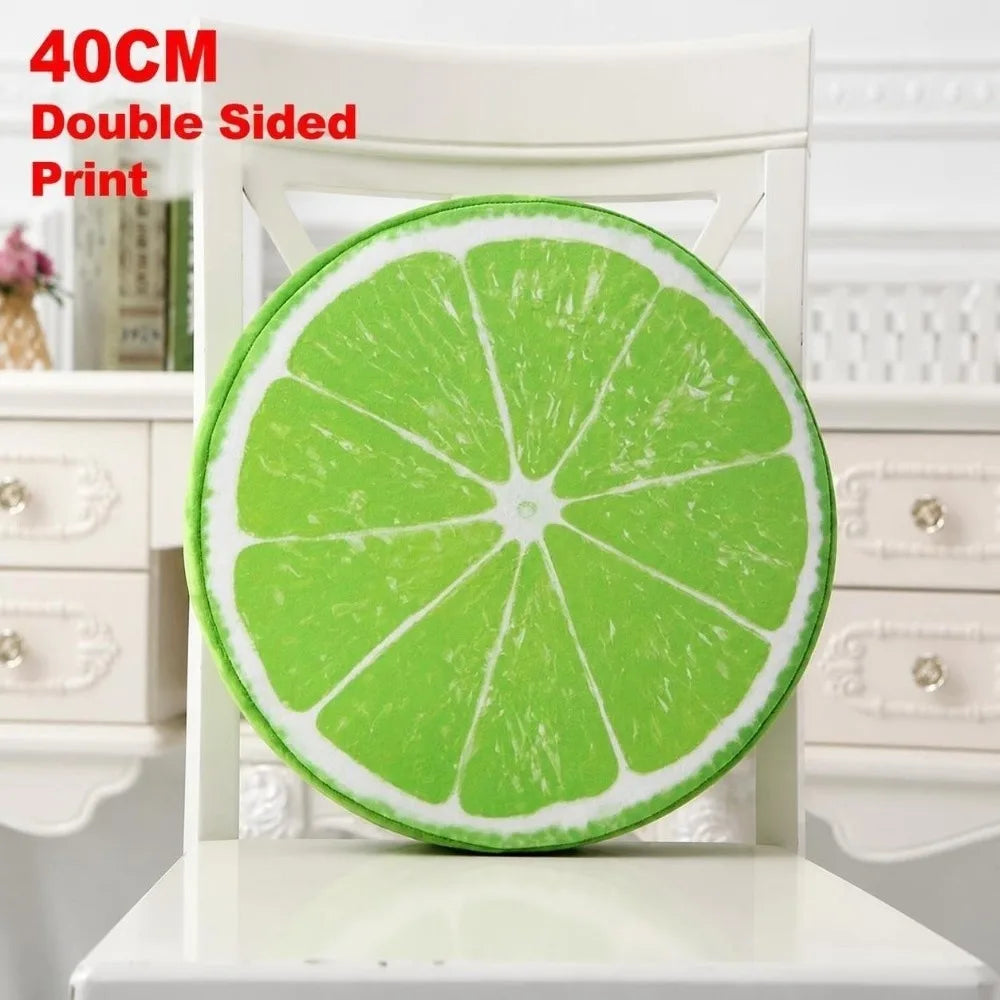 Round Fruit Slice Plush Pillow – Cute Sofa Seat Cushion Decor