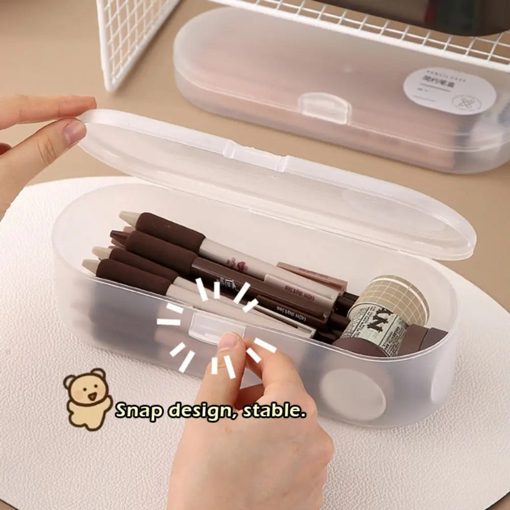 Transparent Stackable Plastic Pencil Box – Large Capacity