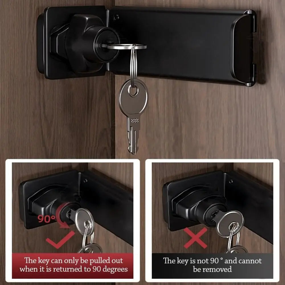 Barn Door Hasp Latch Lock | Keyed, Rust-Resistant, 90° Inward