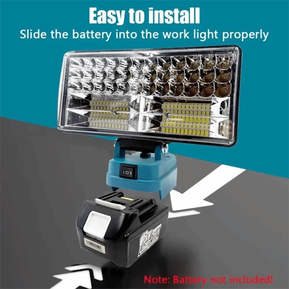 LED Work Light 4/8 Inch for Makita 18V Battery + 2 USB Ports