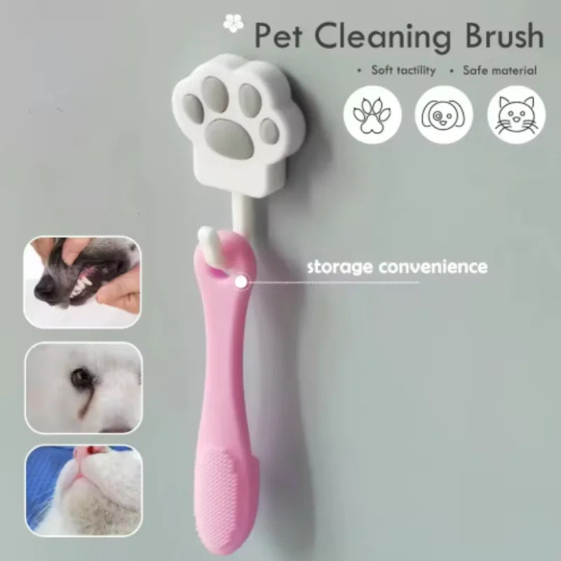 Soft Silicone Cat & Dog Chin Brush – Finger Grooming Scrubber