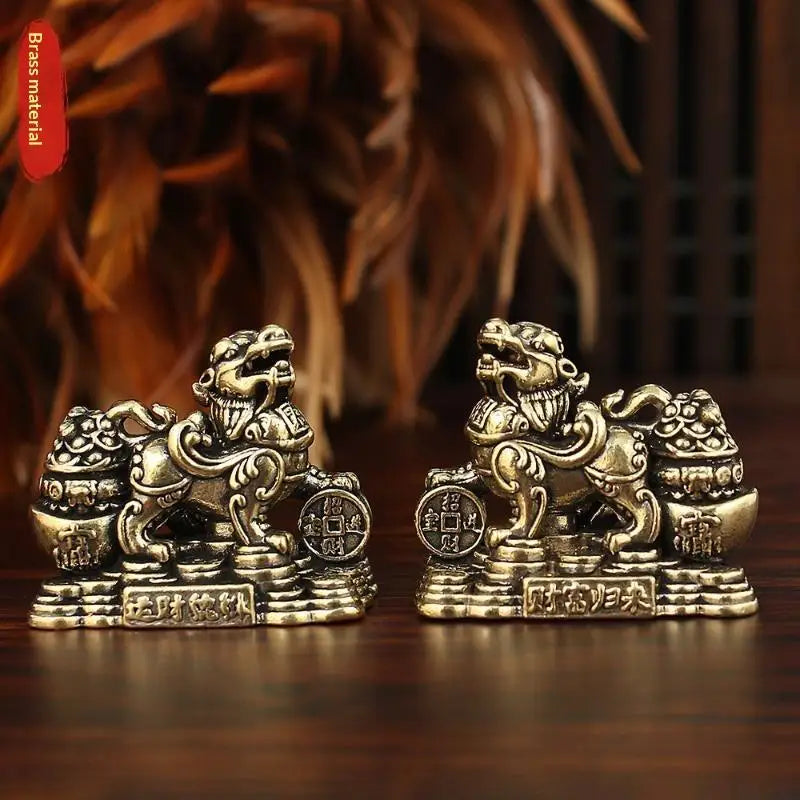 Brass Feng Shui Pixiu Statue Pair – Wealth & Good Luck Décor