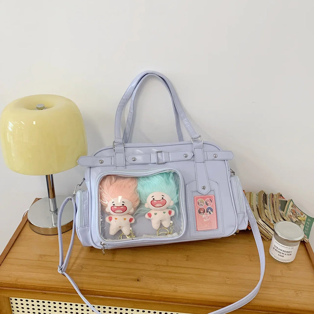 Nixie 2D Anime Purple Boston Bag – Large Shoulder & Crossbody