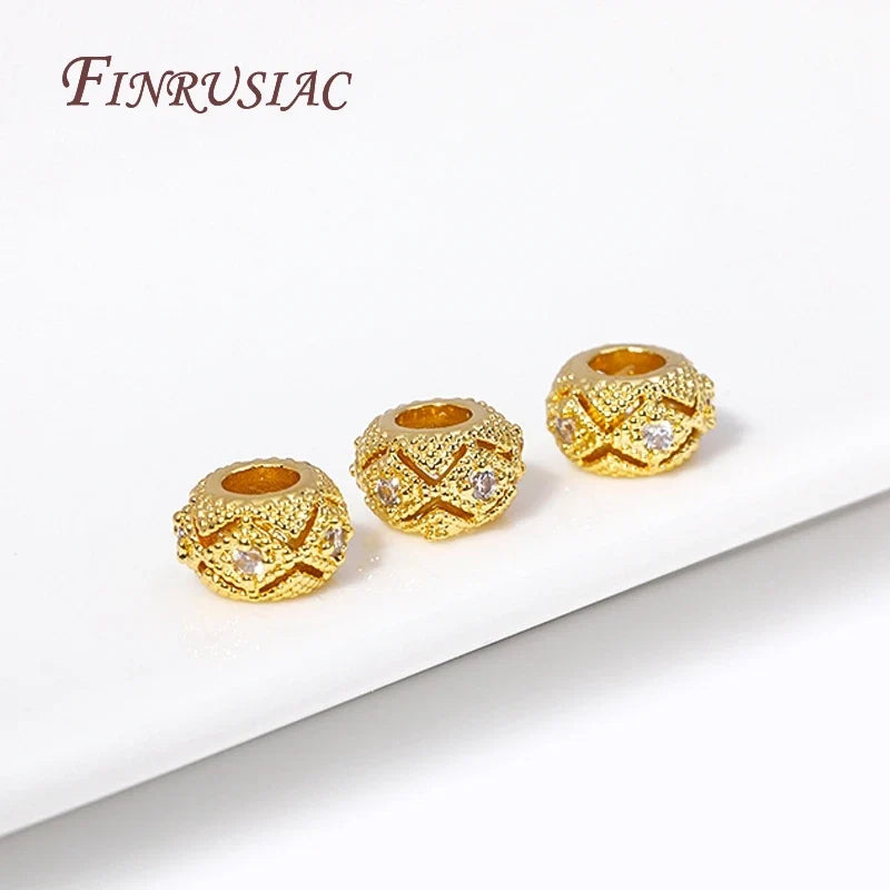 18K Gold Plated Zircon Spacer Beads – DIY Bracelet Jewelry