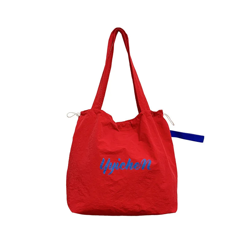 Women's Large Drawstring Nylon Tote Shoulder Bag | Casual