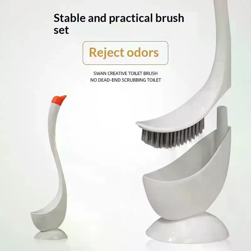 Swan Shape Toilet Brush with Long Handle & Holder